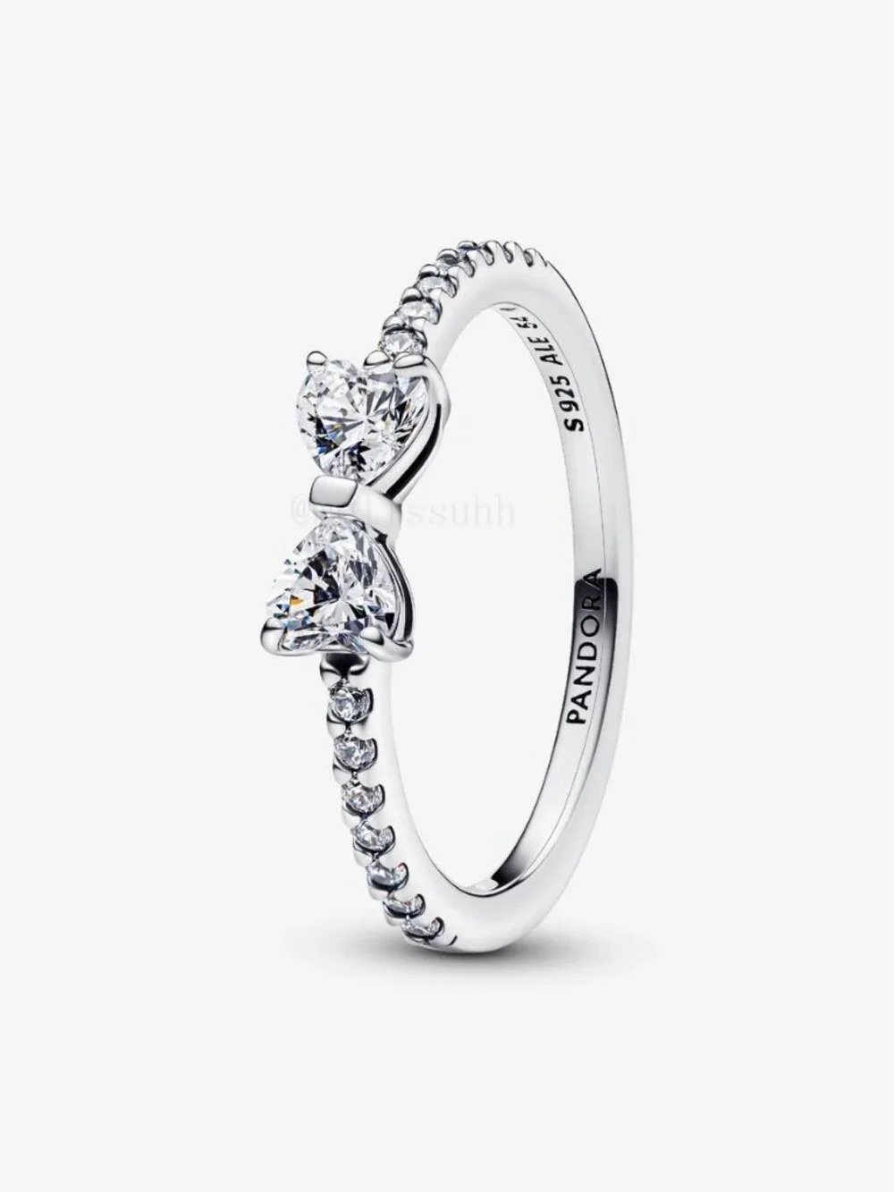 Pandora Silver Bow Ring with Clear Stones